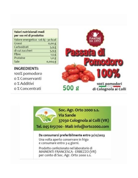 Passata di Pomodoro 100% Naturale