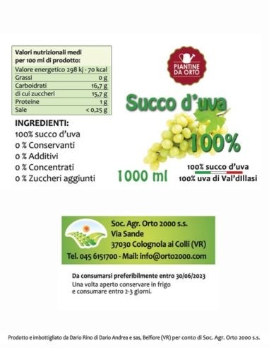 Succo di Uva 1 L.t 100% Naturale