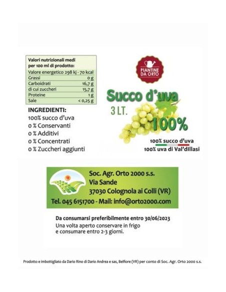 Succo di Uva 3 Lt. 100% Naturale