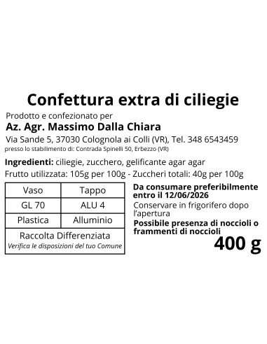 Marmellata di Ciliegie 100% Naturale