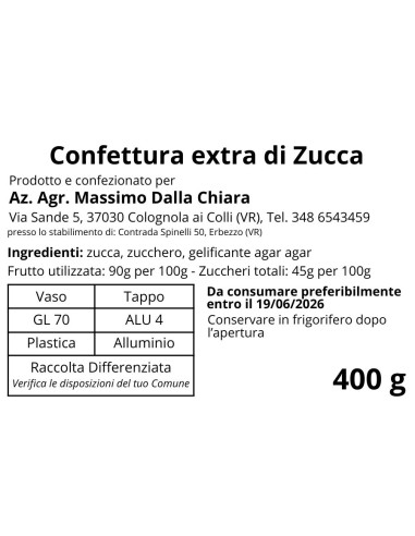 Confettura di Zucca 100% Naturale